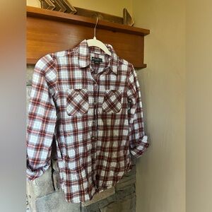 Eddie Bauer | Red and White Plaid Button Down Shirt | XS